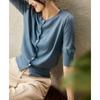 Knitted Cardigan with Women's Autumn New Gentle Style Women's Medium-sleeved Crew Neck Top