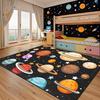 Boys Galaxy Solar System Rug for Bedroom, Universe Planet Carpet, Outer Space Theme Non-Slip Area Rug for Kids Room