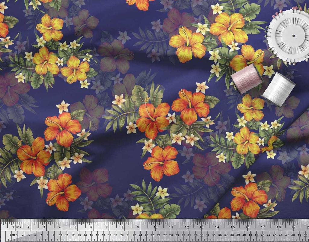 Soimoi Japońska krepa satynowa Tkanina w kwiaty i liście Tropikalne nadruki na metry 42 cale