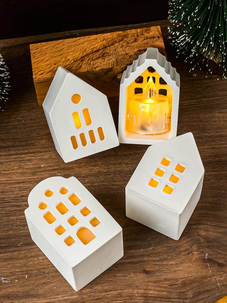 European Style Ambient Light House Silicone Mold Concrete Houses Crafts Casting Molds DIY Candle Holder Plaster Mould Home Decor