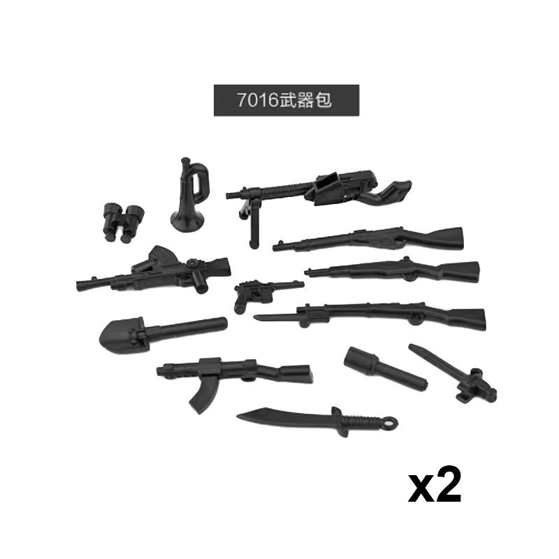 Andra världskriget Militära Vapen Byggklossar Armé Soldater Figurer 98K MG34 MG42 PPSH Vapenbälte Tillbehör Klossar Leksaker För Barn