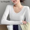 La Chapelle Women's V-Neck Long Sleeve Slim Fit T-Shirt