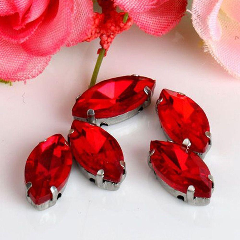 50Pcs/Pack Eye Shape Glass Crystal Stones Sew On Diamond Beads Ornament  For Needlework