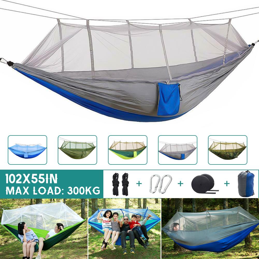 Moskitonetz Hängematte 260*140cm Automatisch Schnellöffnend Outdoor Camping Hängend Schlaf Hängemattenbett Survival Tragbare Hängematte