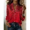Red Pasley patterned long-sleeved blouse with collar, suitable for spring, casual wear and daily outfits