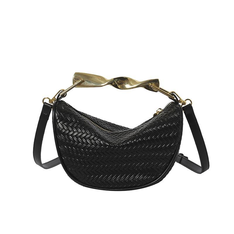 Fashion Woven Pattern Portable Crescent Bag Women's Bag Summer New High-end Texture Shoulder Underarm Bag Trendy Messenger Bag