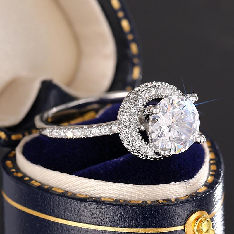 Geometric Zircon Ring For Women, Fashion Light Luxury High-End Rings, Popular Sparkling Jewelry