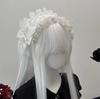 Gothic Angel Wings Maid Bonnet Hairband Lolita Girl Cosplay Costume Accessories Retro Adjustable Ruffles Solid Headwear Women
