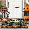 Halloween Pumpkin Cat Print Doormat, Spooky "Happy Halloween" Kitchen Rug, Absorbent Non-Slip Machine Washable Door Mat