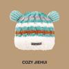 New cartoon Christmas wind age-reducing striped knitted hat winter thermal hat Japanese dopamine versatile wool hat women