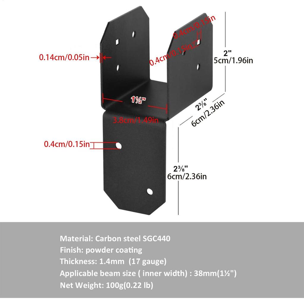 Brackets For Wood Posts 4 Pieces Pergola Joist Bracket Connector Brace Heavy Duty Sleeve Beam Connector Brace For Outdoor Indoor
