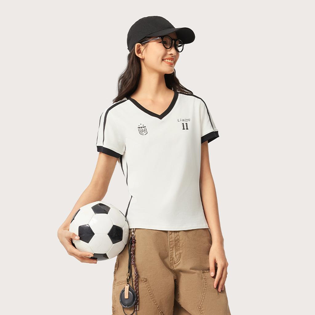 Li Ning Sports Lifestyle Series High Street American Vintage Casual Comfortable Versatile Summer Short Sleeve T-Shirt Women T-Shirt AHSV986-1