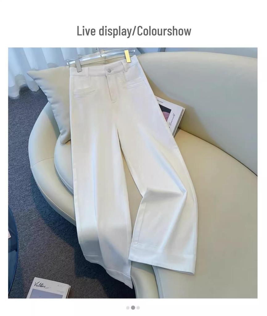 Damen Weiße Weitbeinige High-Waist Cropped Jeans - Schlankmachend & Beliebt für Frühling 2025