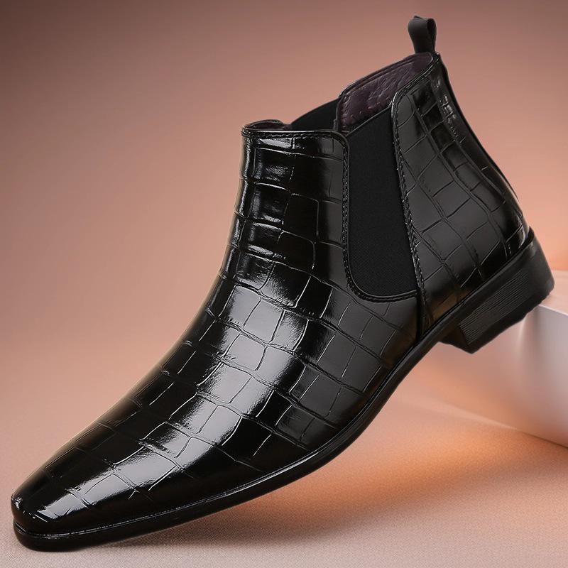 

Men s Retro Pointed Chelsea Boots - Business Casual Short Martin Style 44