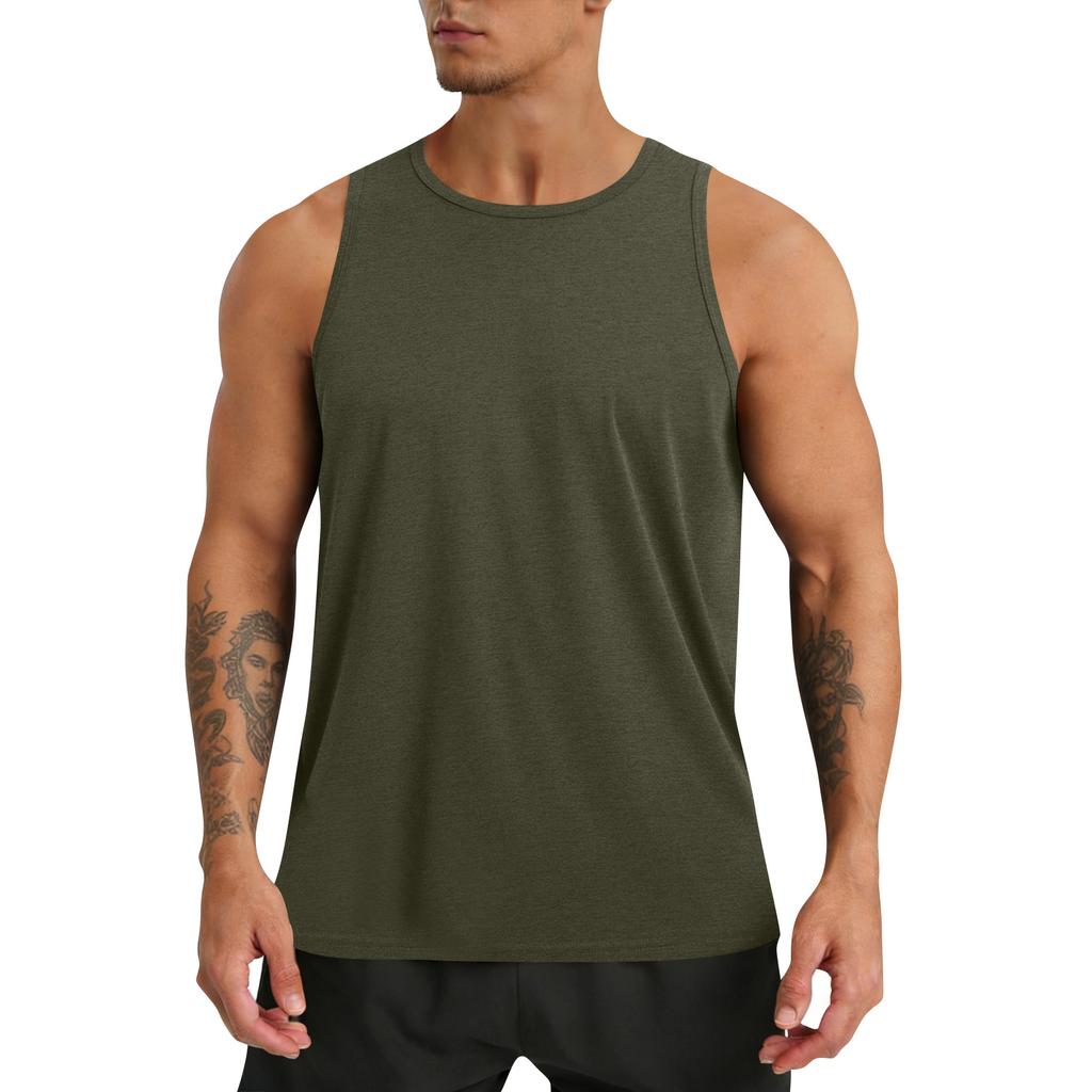 Men's Round Neck Sleeveless Top Men's Fitness Quick-Drying Sports Vest
