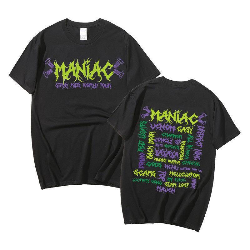 Straykids New Song Maniac Harajuku Print Fashion Men S And Women S T-Shirts Top Short Sleeves S
