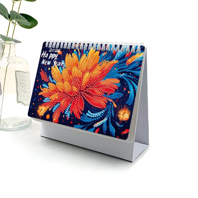 2026 DIY Diamond Painting 13-Page Desk Calendar with Cartoon Designs