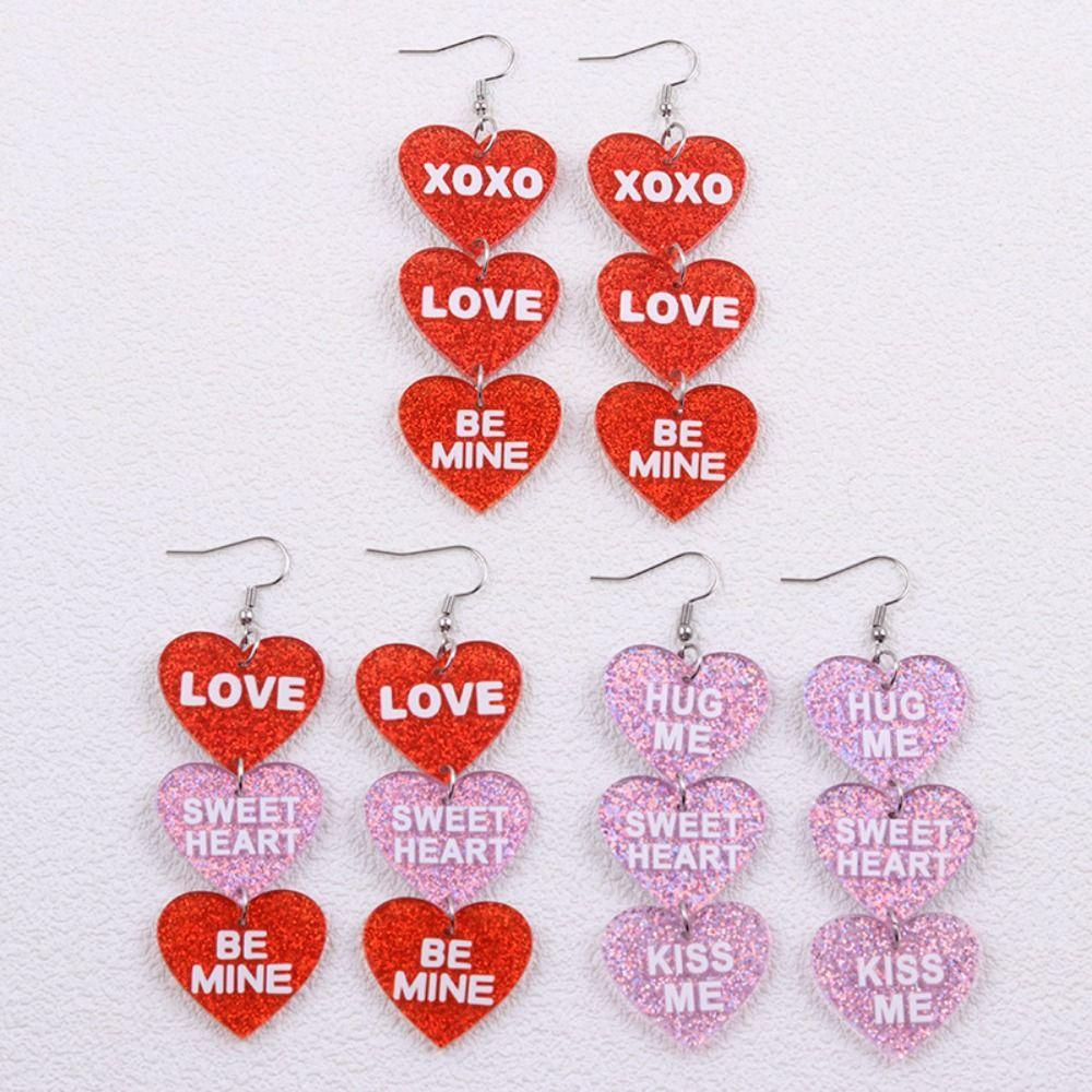 Pink Love Earrings Acrylic Lips Dangle Earrings Jewelry Accessories Valentine's Day Earrings  Lady