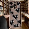Black Brushstroke Hearts Soft TPU Phone Case for iPhone 17 16 15 14 13 12 11 Pro Max Plus Shockproof Anti-Slip Cover