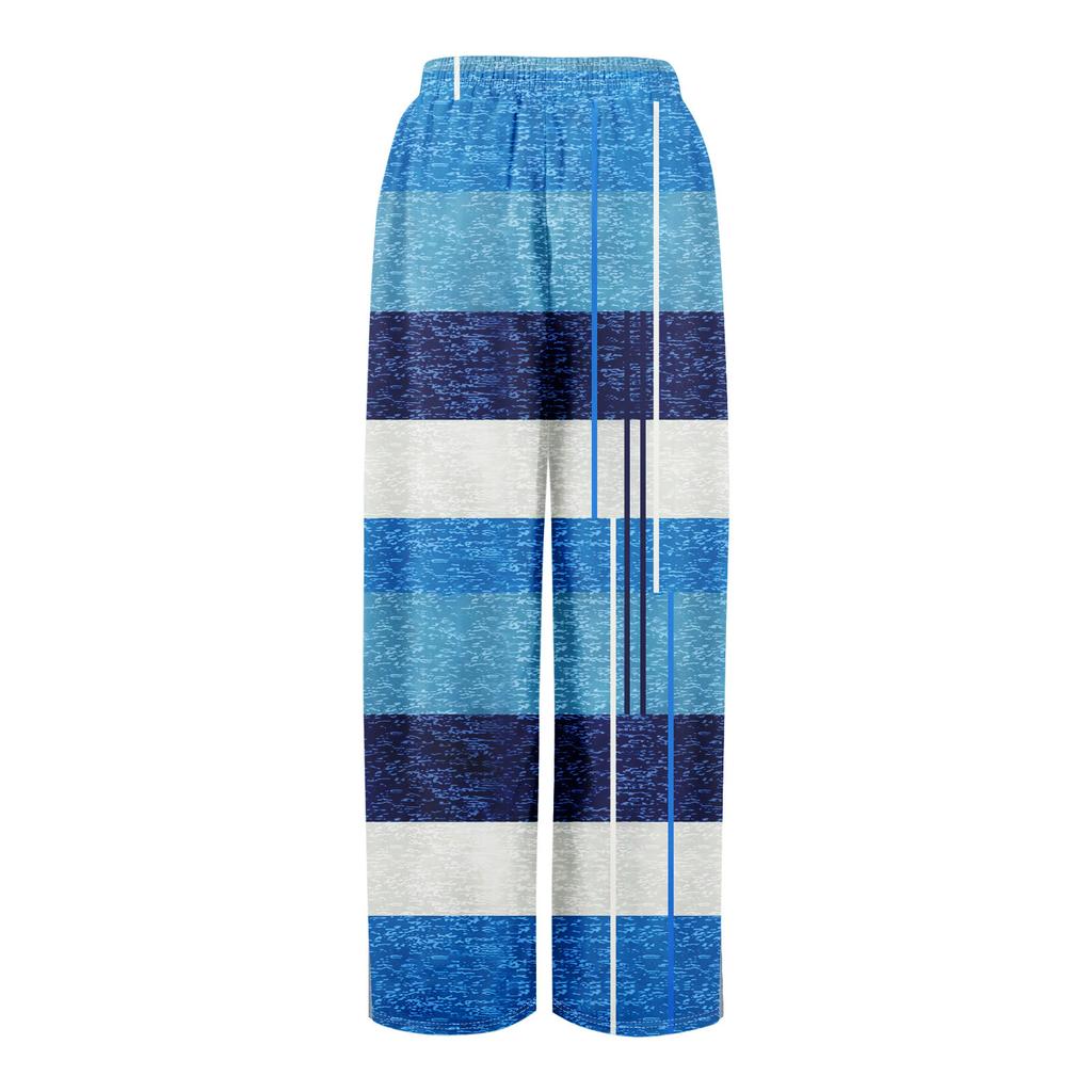 Women Summer Boho Palazzo Pants High Waist Wide Leg Floral Printing Casual Trousers With Pockets