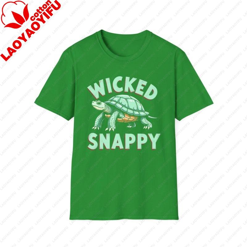 

Wicked Snappy Turtle TShirt Funny Gift for Turtle Lovers Casual Wear Birthday Present Unisex Graphic Tee Graphic T Shirts Tops S