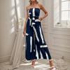 Vacation Wide-leg Pants Summer Printed Strapless Jumpsuit