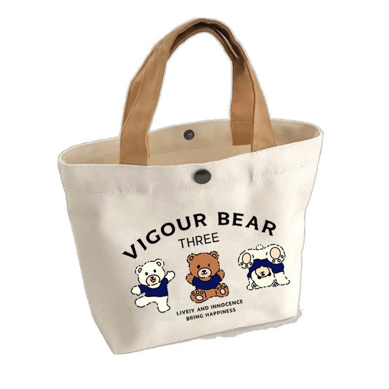 New Handbag Canvas Handbag Versatile Work Canvas Bag Student Office Worker Lunch Box Simple Mommy Bento