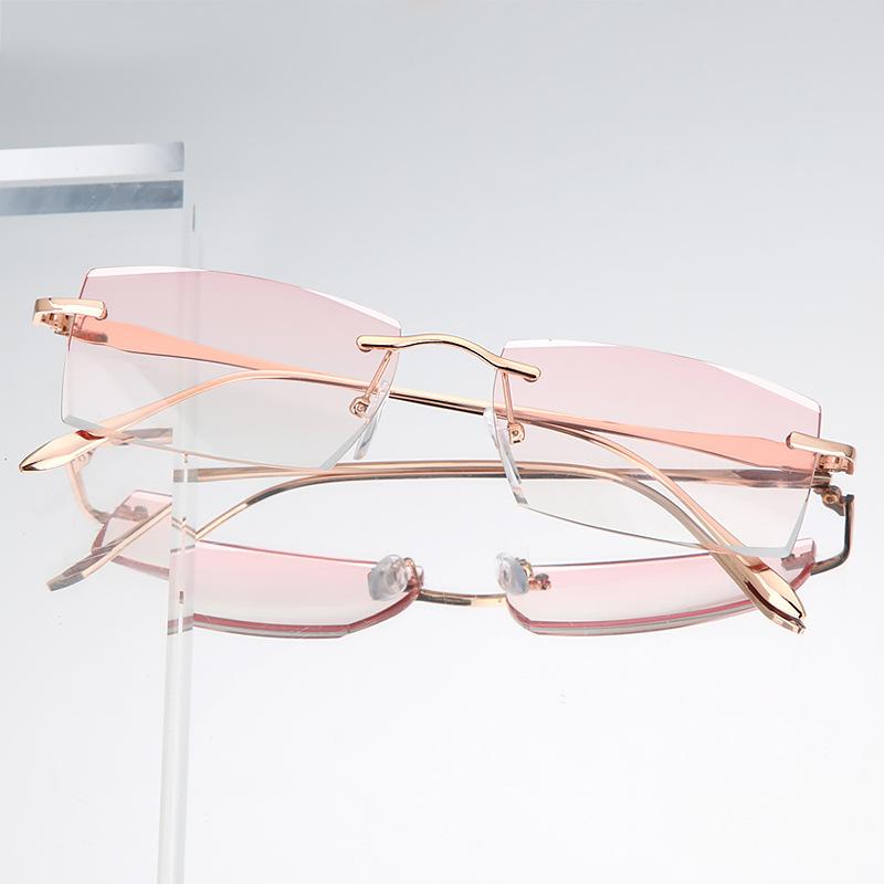 New Frameless Reading Glasses Women & Gradient Gray Anti-blue Light High Definition Middle-aged And Elderly Glasses