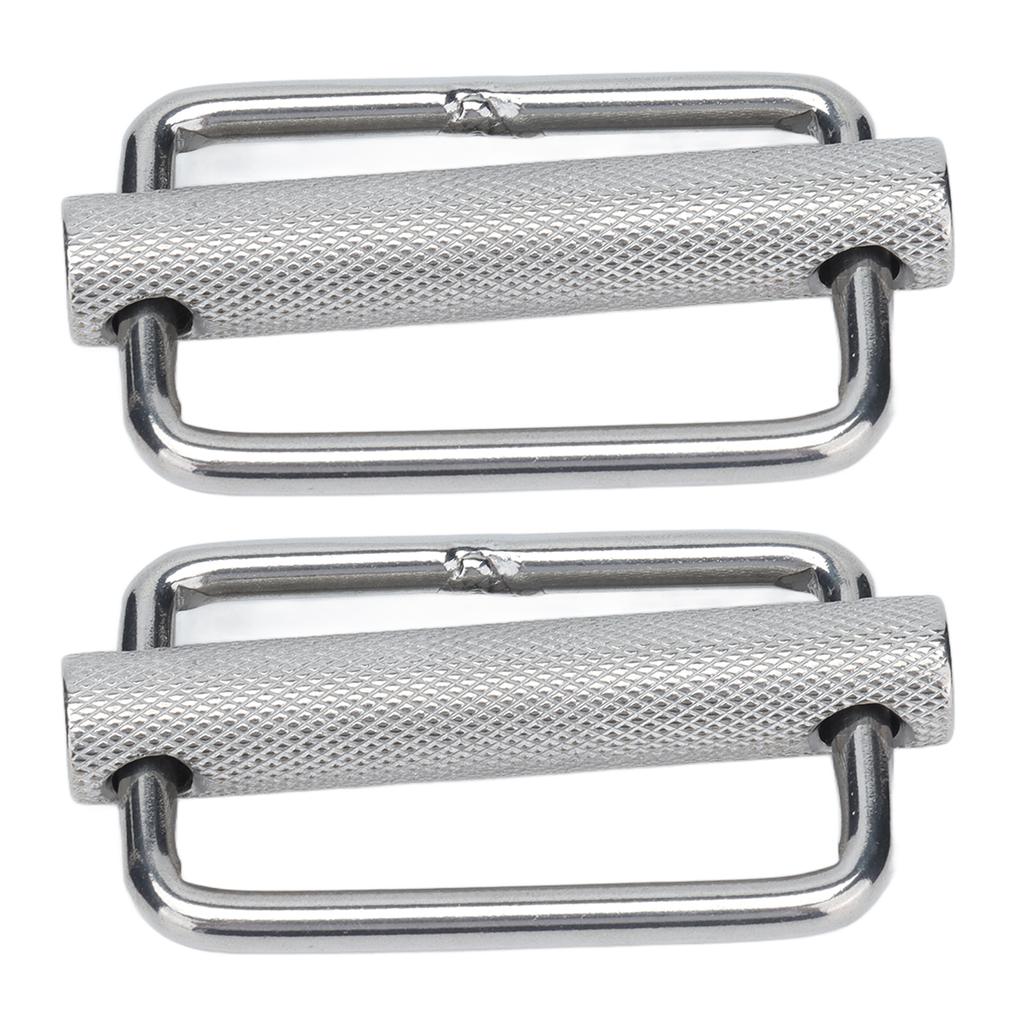 2Pcs Slide Buckle 316 Stainless Steel Rectangle Knurled Roller Belt Buckles