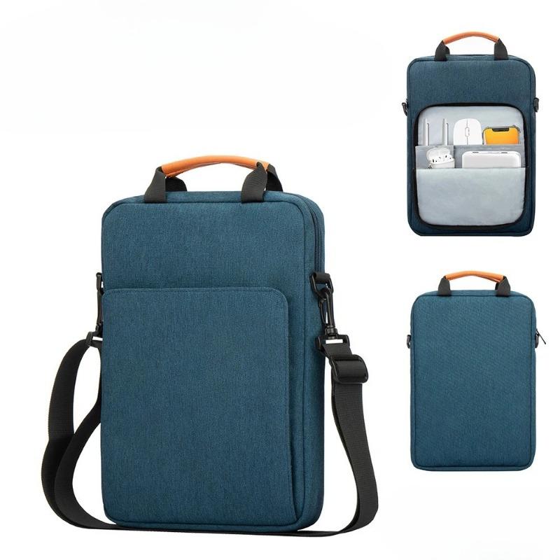 14 Inch Vertical Laptop Bag with Flat Inner Compartment - Waterproof Padded Shoulder Bag, Multi-Functional Storage Organizer