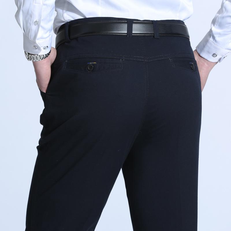 Spring and summer new half polyester half cotton middle-aged men's casual trousers loose straight business men's trousers
