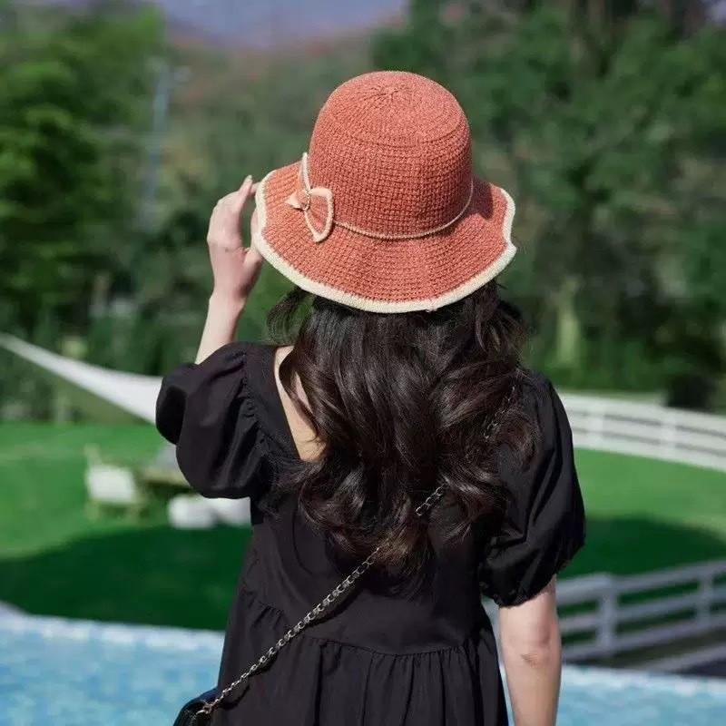Summer Outdoor Sun Hat For Women With Wide Brim Foldable Breathable Polyester Sun Protection