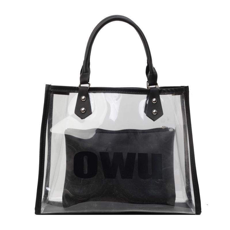 

Прозрачная сумка через плечо с буквенным принтом 2024 года, летняя модная сумка для детей и мам в иностранном стиле, переносная сумка-тоут прилив прозрачный