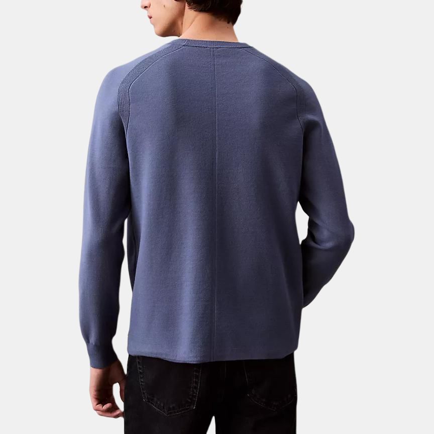 Calvin Klein Minimalist Comfortable Versatile Casual Warm Knit Crew Neck Sweater Men sweater Vintage-Indigo 40BM347-422