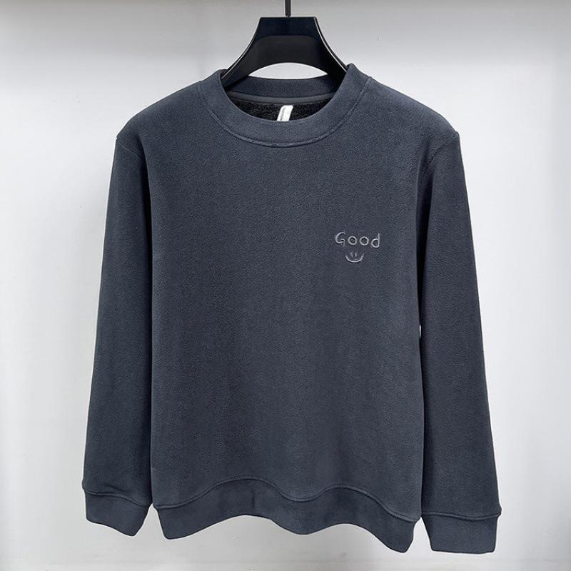 Men s 2025 Plus Velvet Thickened Hoodie - Round Neck, Long Sleeve Winter Top XL