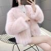 New imitation fox hair light luxury winter collar fur coat women's fashion short long-sleeved padded cotton