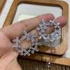 Light Luxury White Zircon Flower Earrings Women'S Design Sense Personality Temperament Earrings Fashion High Sense Earrings