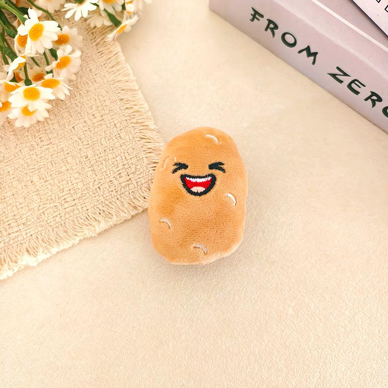 Cute Funny Potato Doll Brooch Keychain - Plush Bag Charm Pendant