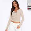 2025 New Y2K Spice Girls Cardigan Top Autumn and Winter Premium Button Knitted Cardigan Front Shoulder Skinny T-Shirt