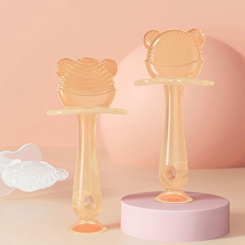 Lebensmittelechtes Silikon Baby Beißring Beruhigender Beißring Frühpädagogisches sensorisches Spielzeug für Säuglinge Bär Beißstab Beißring