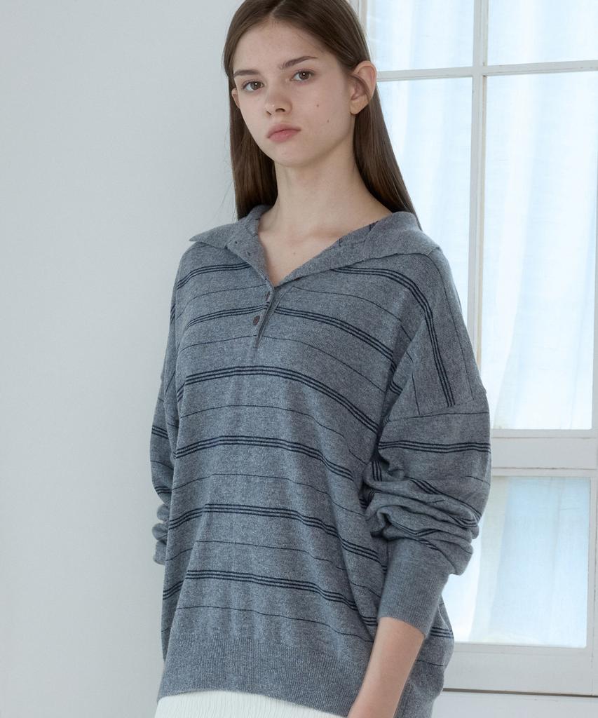 Hillioteu Collar Rugby Sweater_Stripe