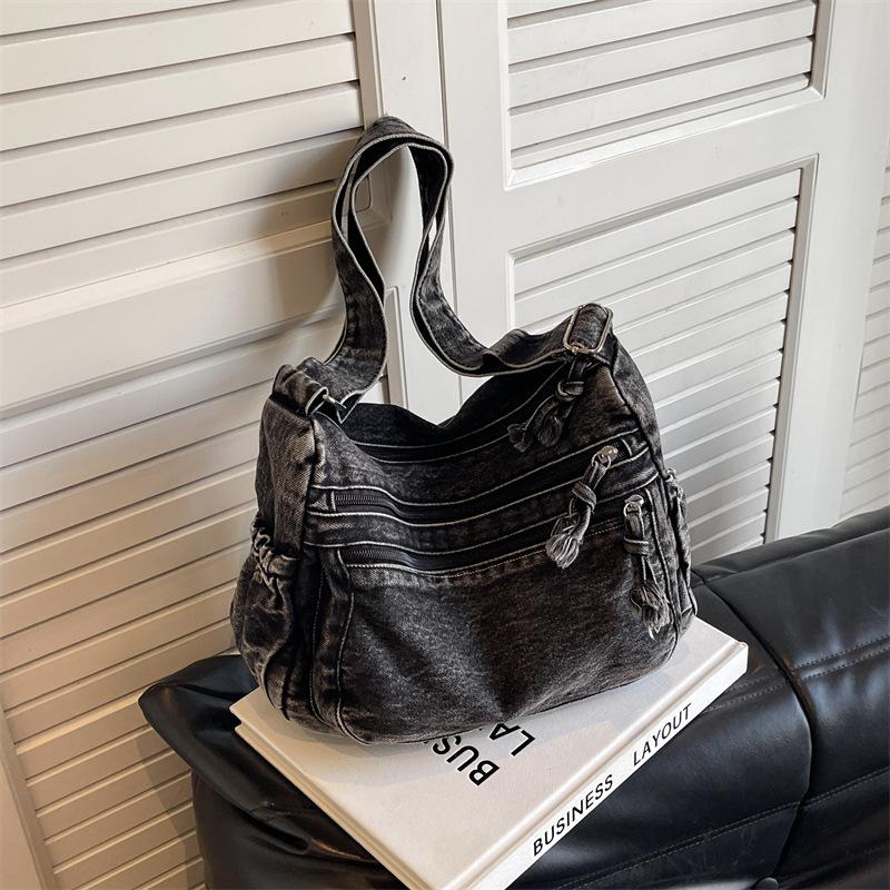 Denim Fashion Messenger Bag Women's New Summer Casual Versatile Tote Bag Large Capacity Large Bag