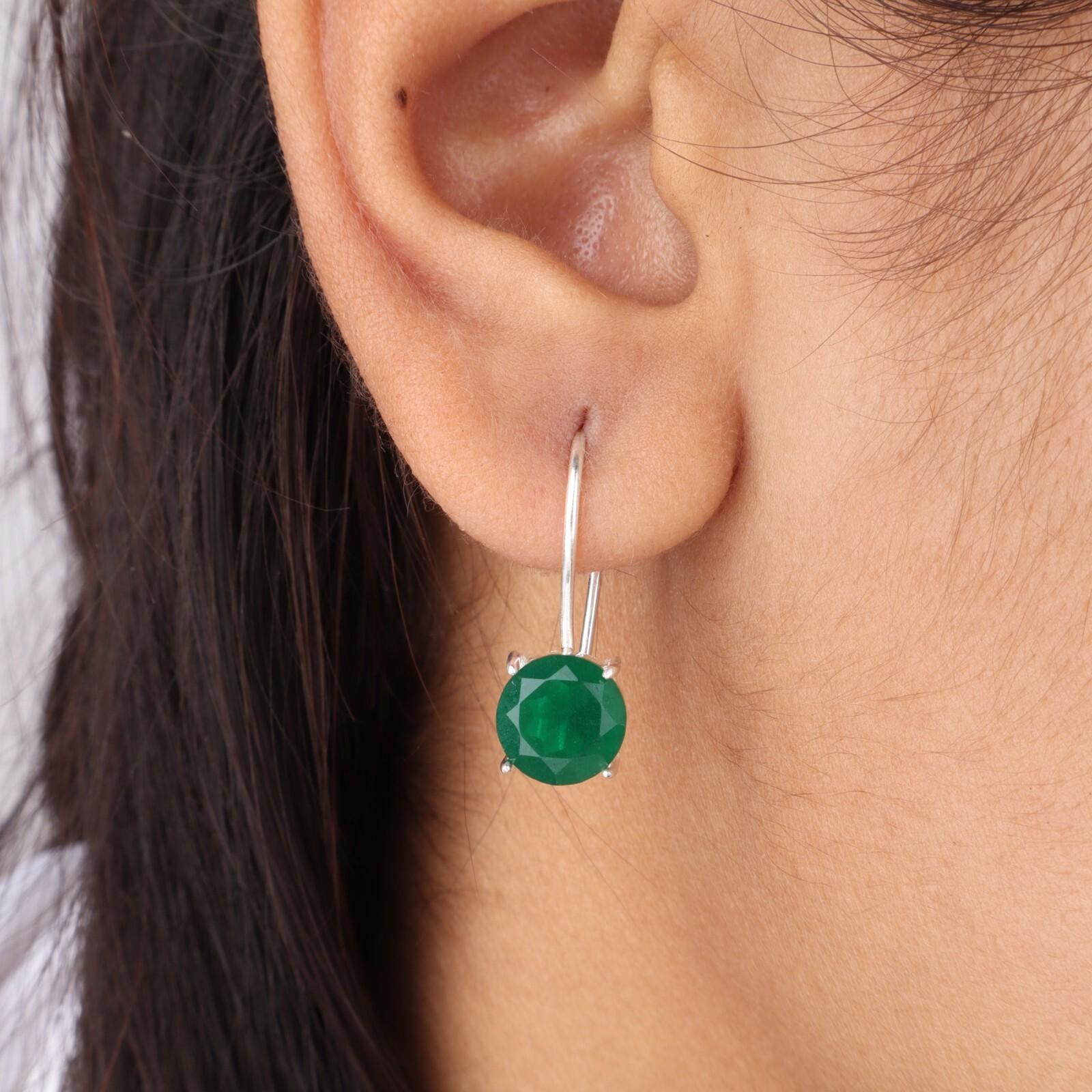 

Зеленый Оникс Драгоценный Камень 925 Стерлинговое Серебро Ювелирные Изделия Ручной Работы Серьги 0.92 Для Нее EE-174-19