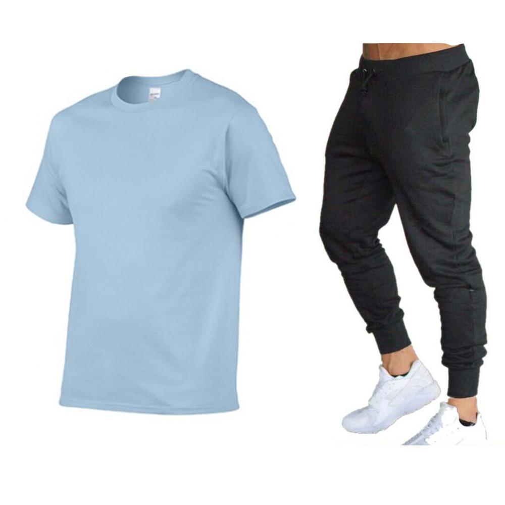 Men's Fashion Short Sleeved Long Pants Set Teenagers' Running Outdoor Sports Two-piece