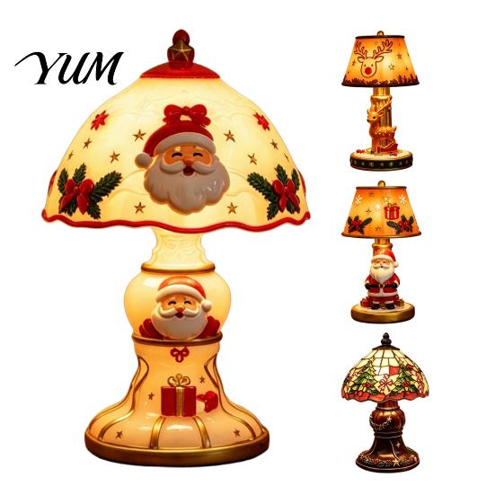 Living Room Ornaments Christmas Lighted Table Lamp, Santa Claus Reindeer Small Holiday Keepsakes Desktop Ornament for Bedroom Indoor Home Decor