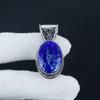 Natürlicher Lapislazuli Edelstein Silberanhänger in 925 Sterling Silber - Handgefertigtes ovales Design, Alltagsschmuck Verlobungsgeschenk
