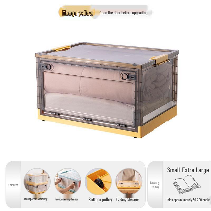 Transparent Foldable Storage Box with Five-Sided Opening for Clothes, Quilts, and Toys