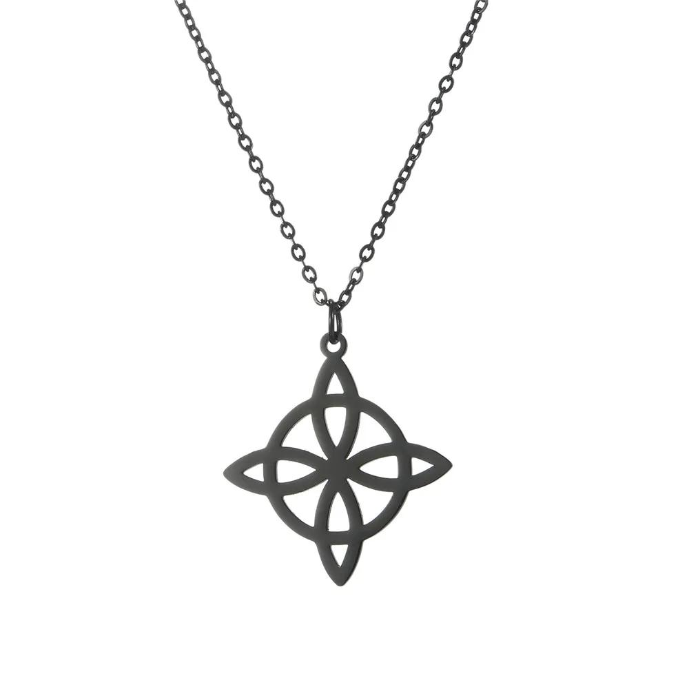 Skyrim Witch Knot Double Sided Knot Pendant Stainless Steel Geometric Necklace Women's Fashion Retro Talisman Jewelry 2026 New