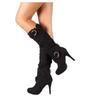 Mode 2025 Neue Sexy Kniehohe Damenstiefel Dünner Hoher Absatz Runde Spitze Plateau Mode Damen PU Leder Stiefel Größe 34-43 Damenschuhe