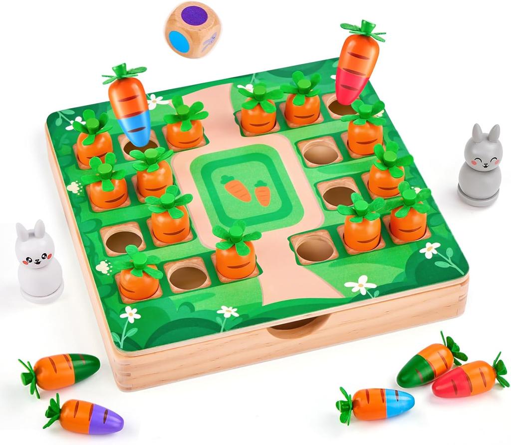 Wooden Memory Game, Montessori Toy from 3 4 Years, Memory Chess Children Intellectual Chess Board,  Travel Board Games from 3 -8 Years